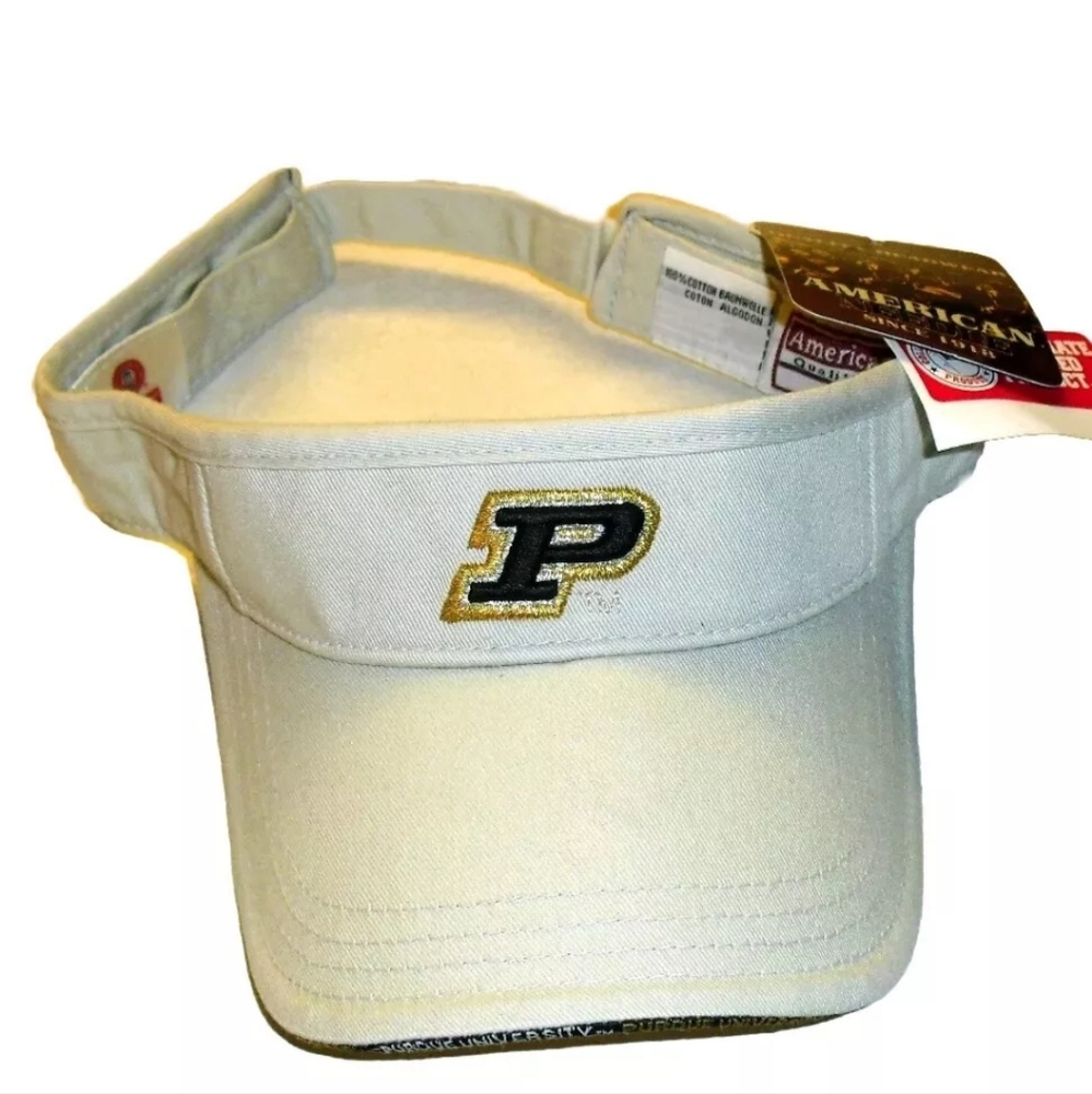 Purdue Boilermakers Mens Adult Visor hat Light Tan Color P Logo New Tags Ncaa